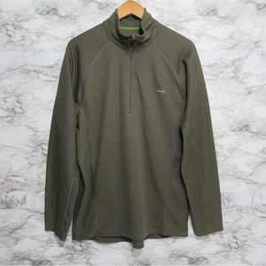 Patagonia Capilene Performance Baselayer Zip Pullover Size Large | Olive Green